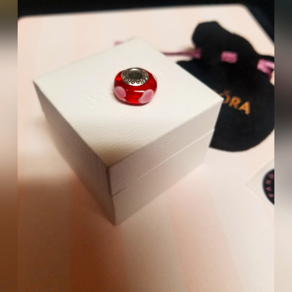 Authentic Pandora Murano Glass Heart Charm NWOT